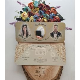 Aynalı Özel Çizim Düğün Davetiyesi