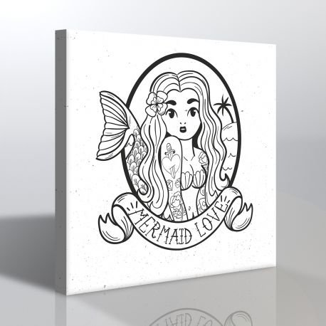 Yetişkinler İçin Deniz Kızı Boyama Tablosu (Mandala Tablosu)