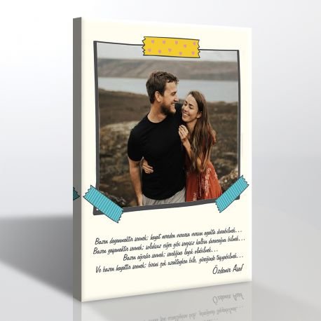 Kişiye Özel Şiir veya Söz Yazılı Fotoğraflı Kanvas Tablo