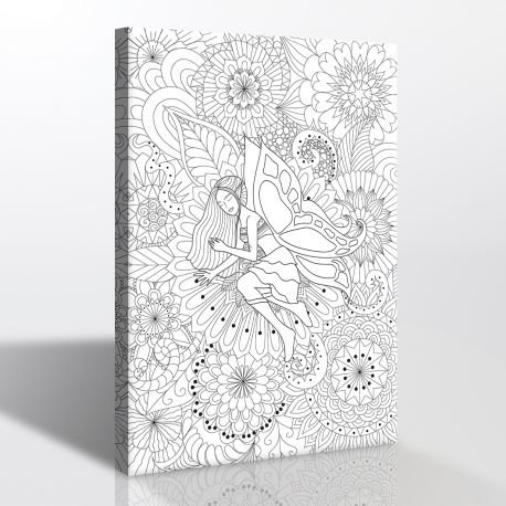 Peri ve Çiçekler Boyama Tablosu (Mandala Tablosu)