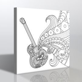 Gitar ve Müzik Kanvas Mandala Boyama Tablosu