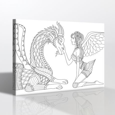 Ejderha ve Peri Boyama Tablosu (Mandala Tablosu)