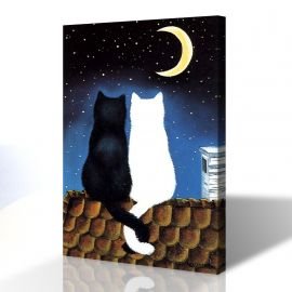 Gece ve Kediler Kanvas Tablo