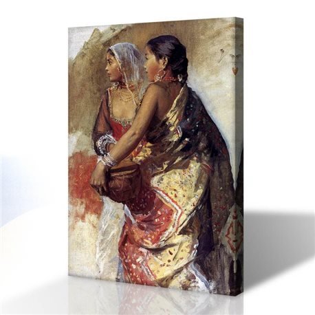 2 Kadın - Edwin Lord Weeks Kanvas Tablo