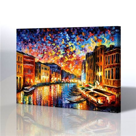 Venedik Kanal Manzarası - Leonid Afremov Kanvas Tablo