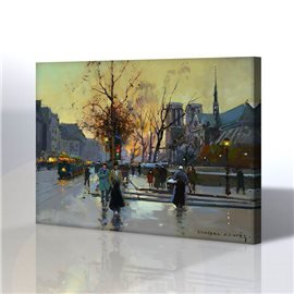 Sokak Manzarası - Edouard Leon Kanvas Tablo