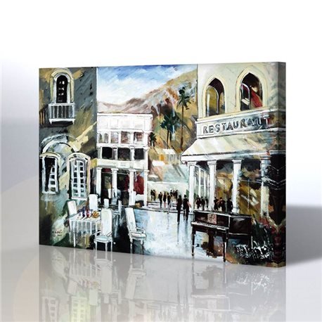 Kafe Restoran Manzarası Kanvas Tablo