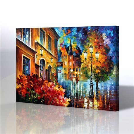 Sokak Manzarası - Leonid Afremov Kanvas Tablo