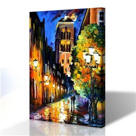 Sokak Manzarası - Leonid Afremov Kanvas Tablo
