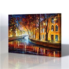 Sokak Manzarası - Leonid Afremov Kanvas Tablo