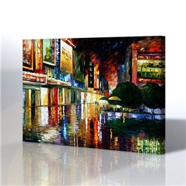 Sokak Manzarası - Leonid Afremov Kanvas Tablo