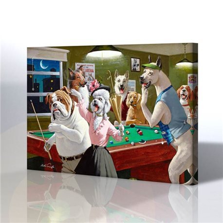 Bilardo Oynayan Köpekler Kanvas Tablo