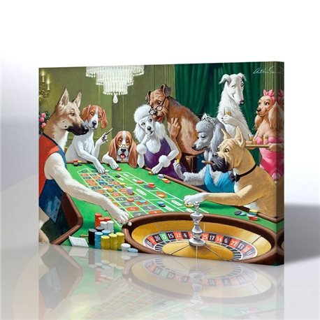 Kumarhanede Köpekler Kanvas Tablo