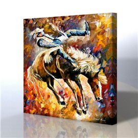 Atlar Ve Kovboy - Leonid Afremov Kanvas Tablo