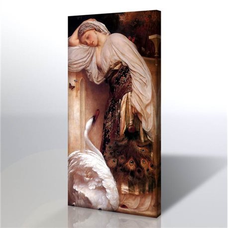 Kuğu Ve Kız - Lord Frederic Leighton Kanvas Tablo