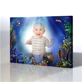 Denizin altında çocuk odası özel tasarım kanvas tablo