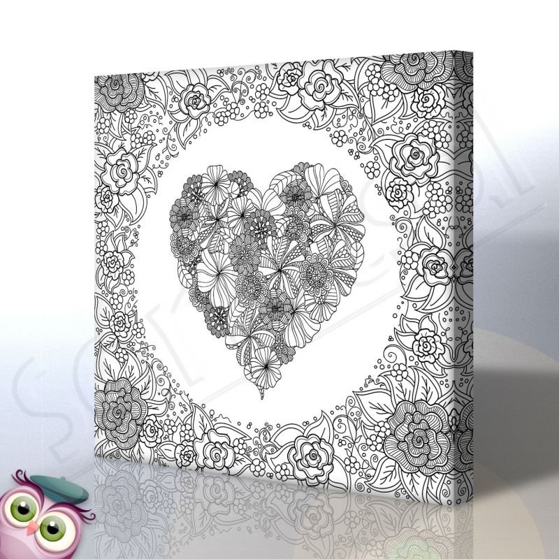 kalp ve çiçekler boyama