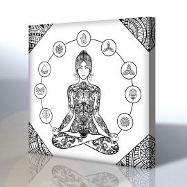 Yoga - Meditasyon Kanvas Boyama Tablosu (Mandala Tablosu)